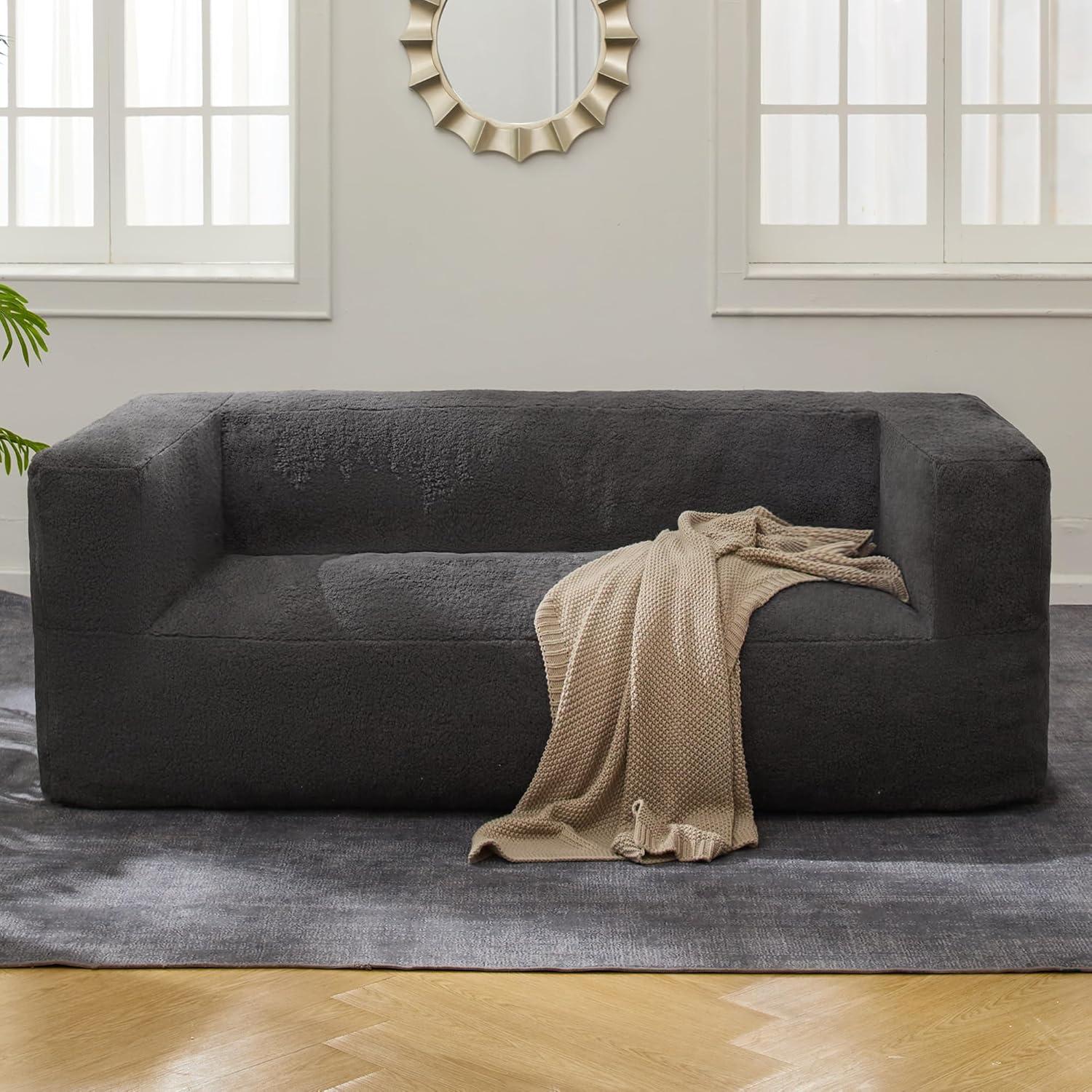 We Sink Into the ⁤Giant ‍Sherpa⁤ Bean Bag​ Sofa