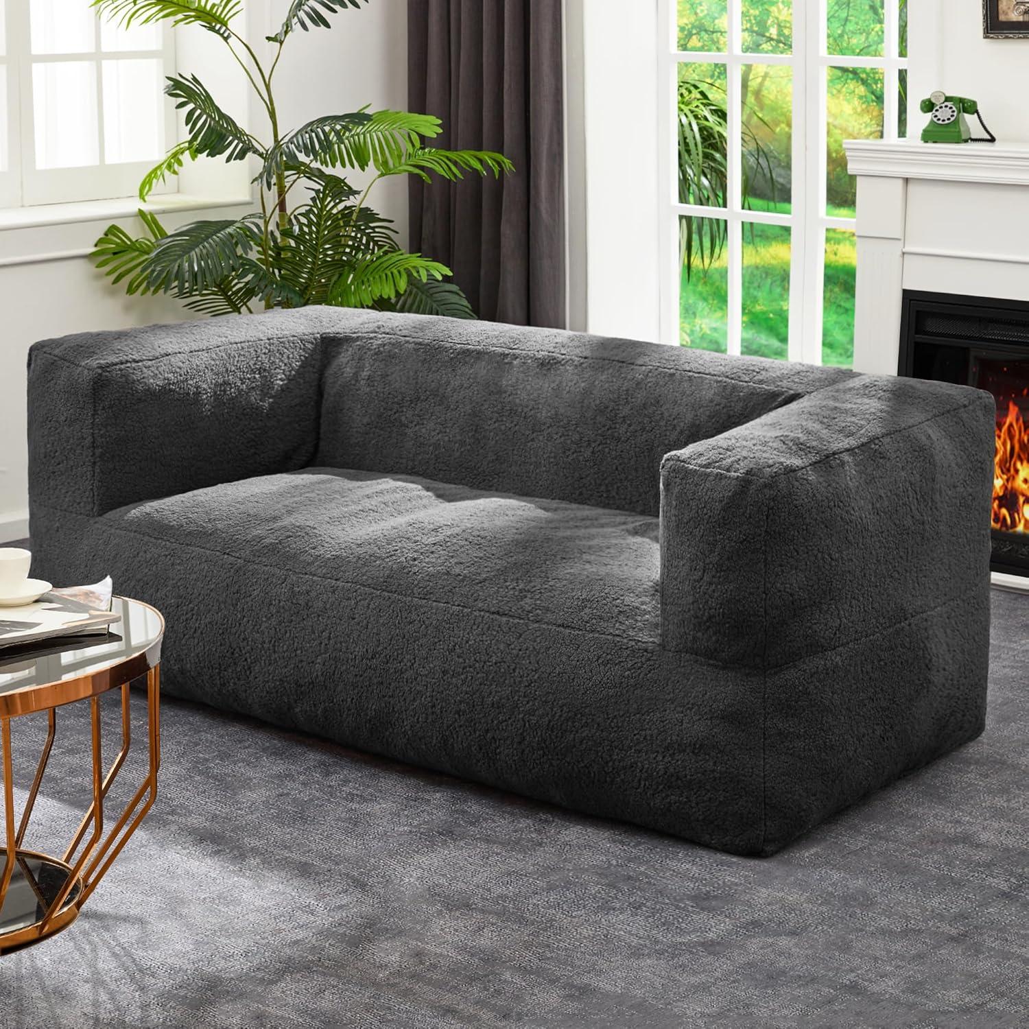 We Sink Into the ⁢Giant‌ Sherpa ‍Bean Bag Sofa