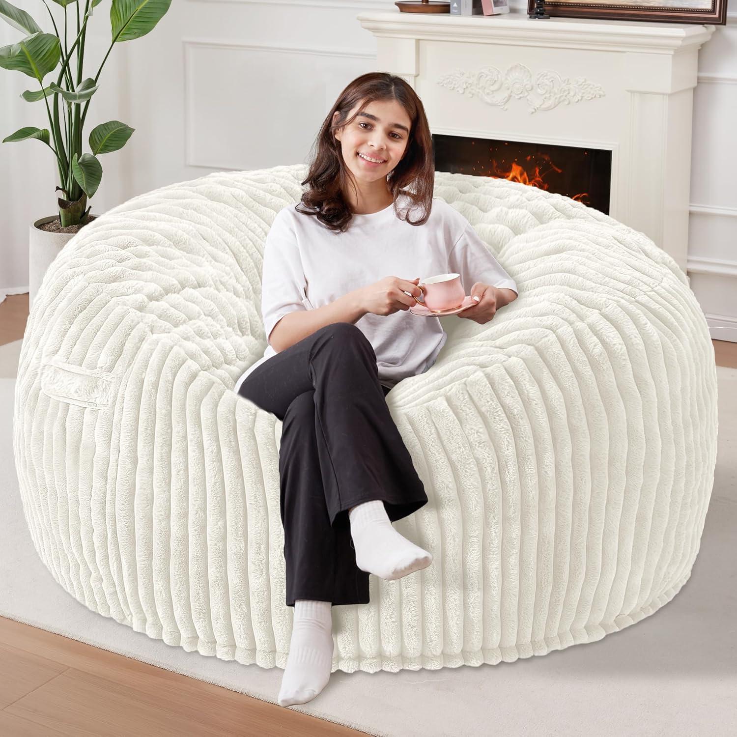 Our Verdict: Homguava 5FT White Memory Foam Bean Bag